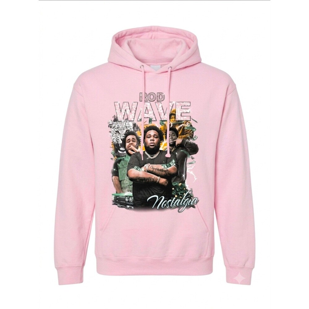 Rod Wave Nostalgia Graphic Hoodie Nostalgia Tour 2023 Pink Graphic
